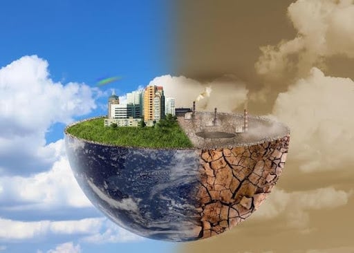 Illustration of climate change on Earth