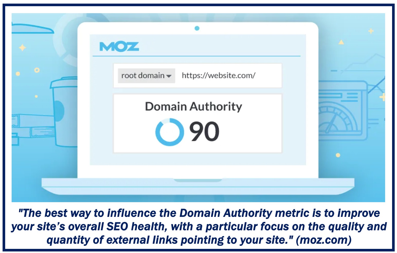 Image depicting domain authority and advice on how to improve it.