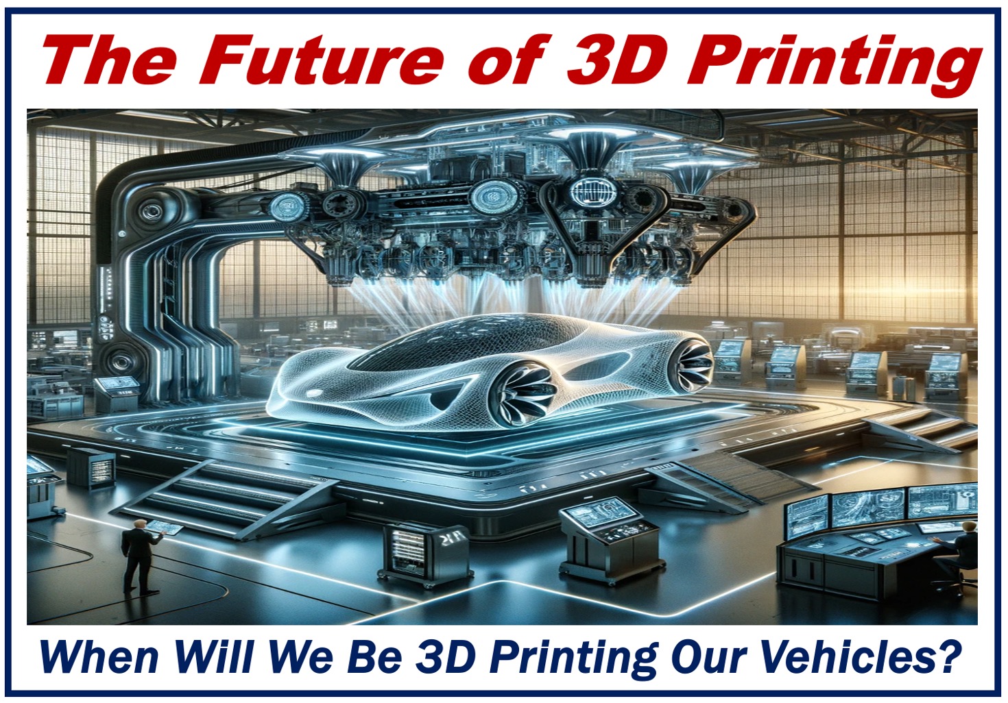 A Futuristic 3D Printer making a car.