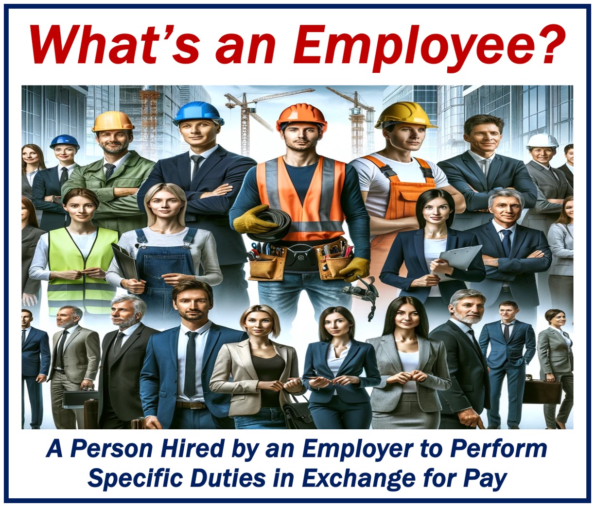 A written definition of employee and drawings of different types of employees.