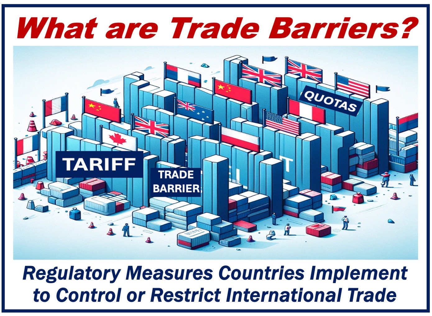 Containers and flags plus the definition of Trade Barriers.