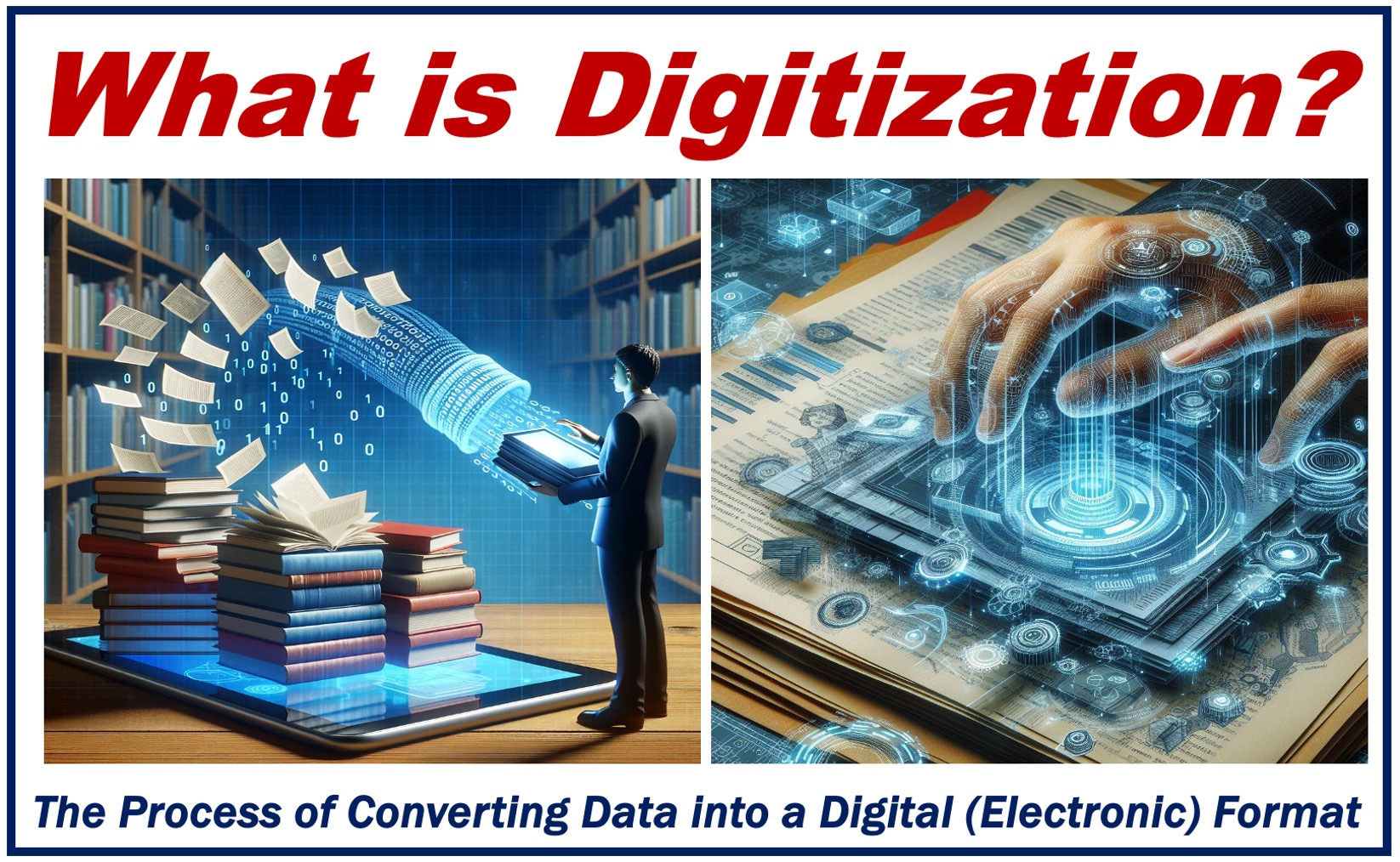 Converting texts printed on paper into electronic form - digitization.