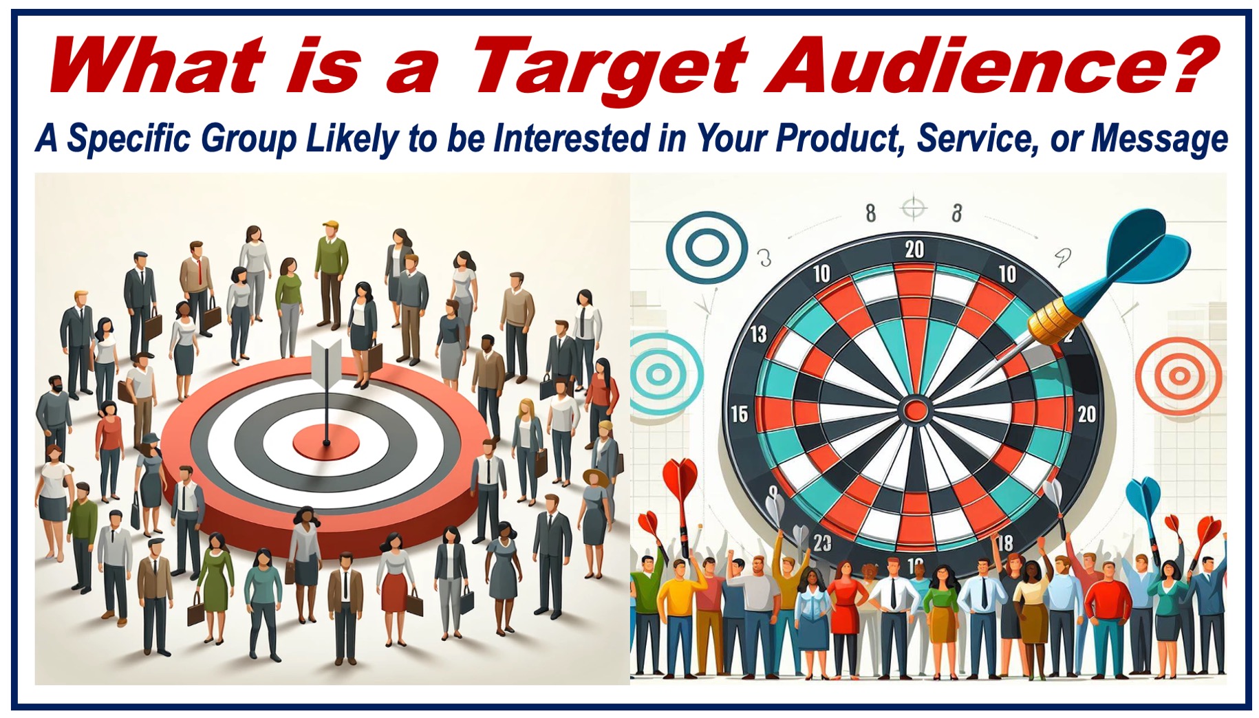 Two images depicting the concept of target audiences, plus a written definition