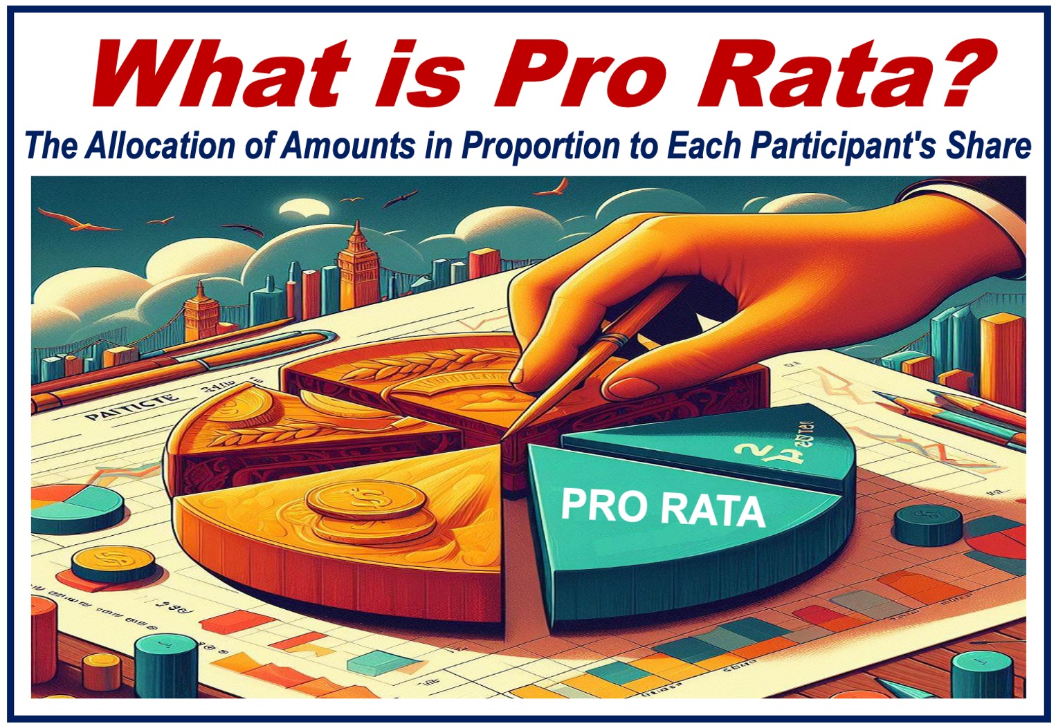 Dividing up a pie graph as an illustration of pro rata allocation.