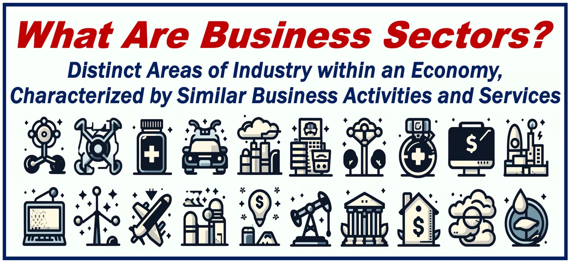 Many industry icons plus a definition of BUSINESS SECTORS.