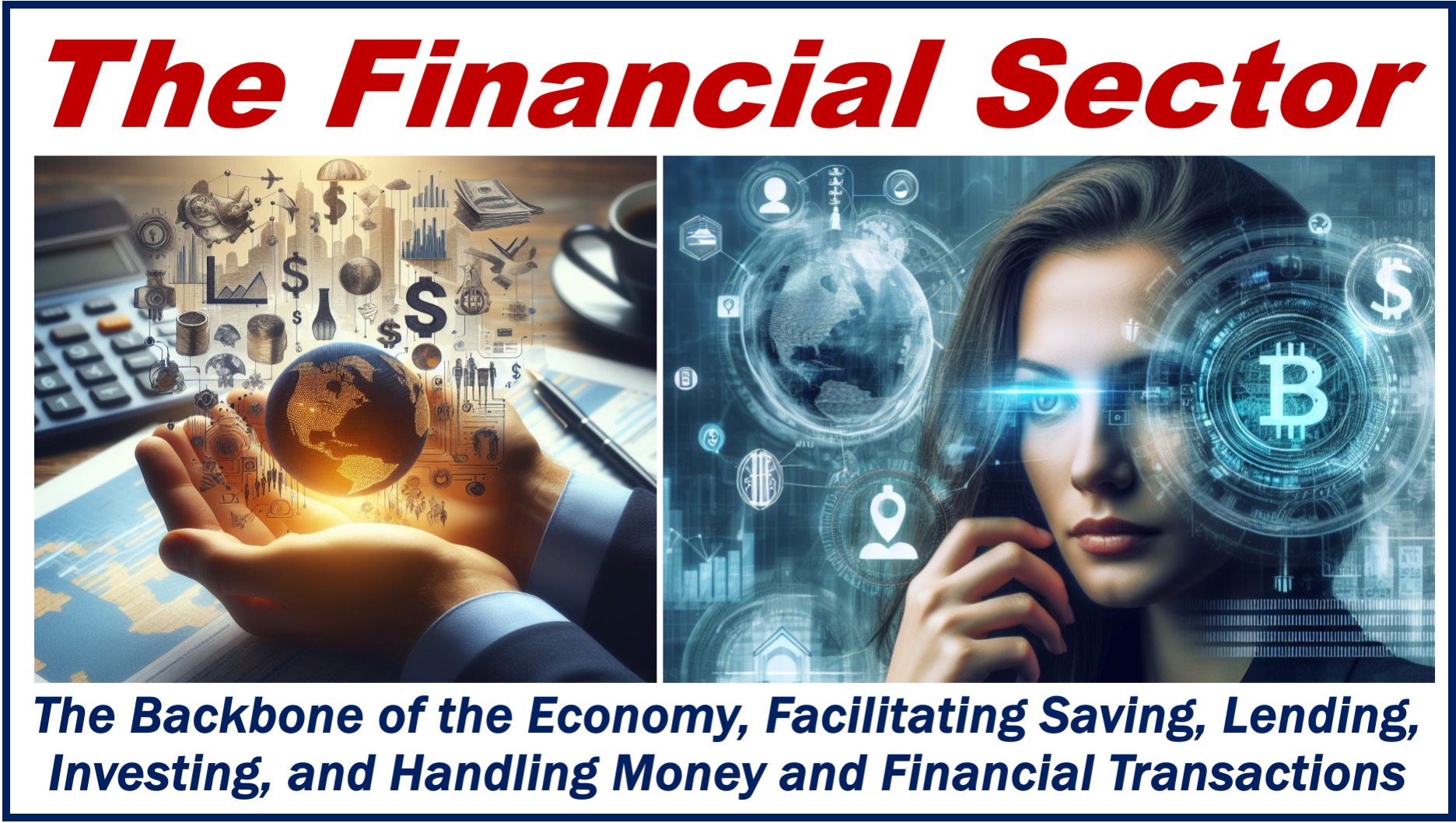 Two images depicting the FINANCIAL SECTOR and a definition of the term