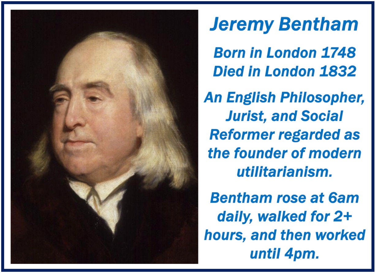 Image of Jeremy Bentham and a brief bio.