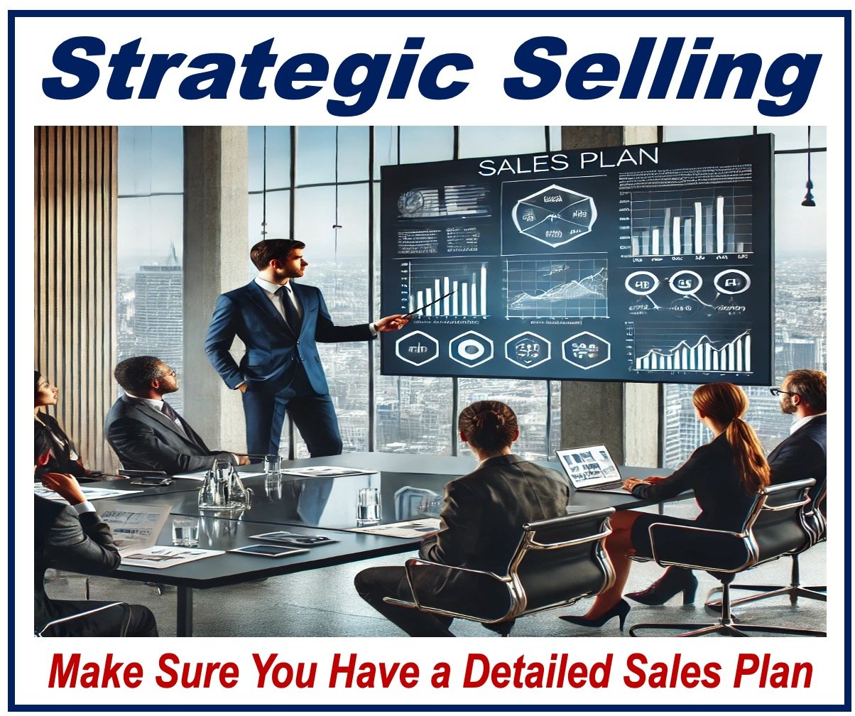 Somebody presenting a detailed sales plan - a key element for Strategic Selling.