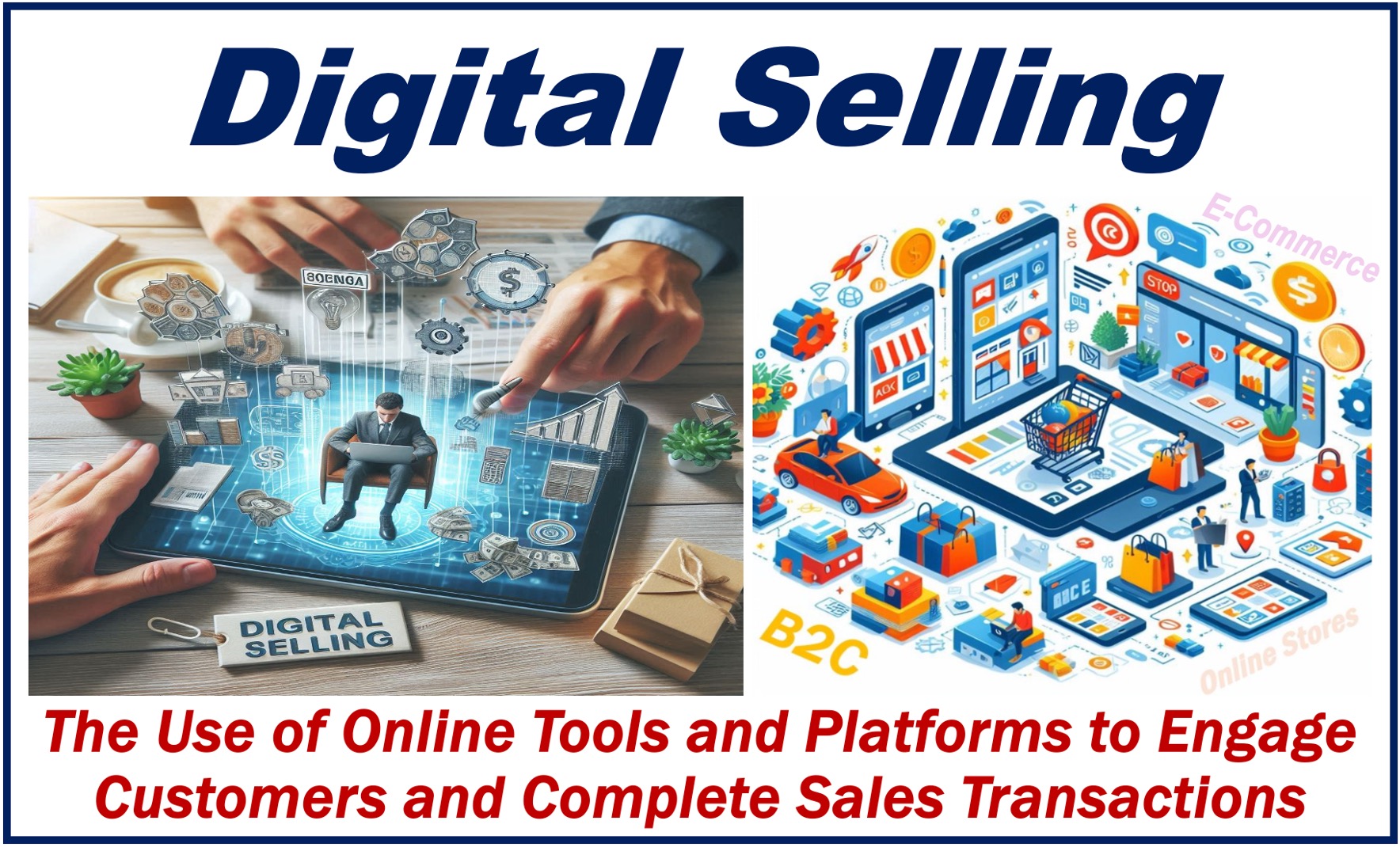 Two e-commerce images plus a definition of Digital Selling.