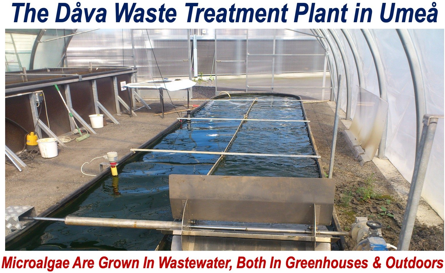 A waste treatment plant where they create biodegradable Plastics from Algae.