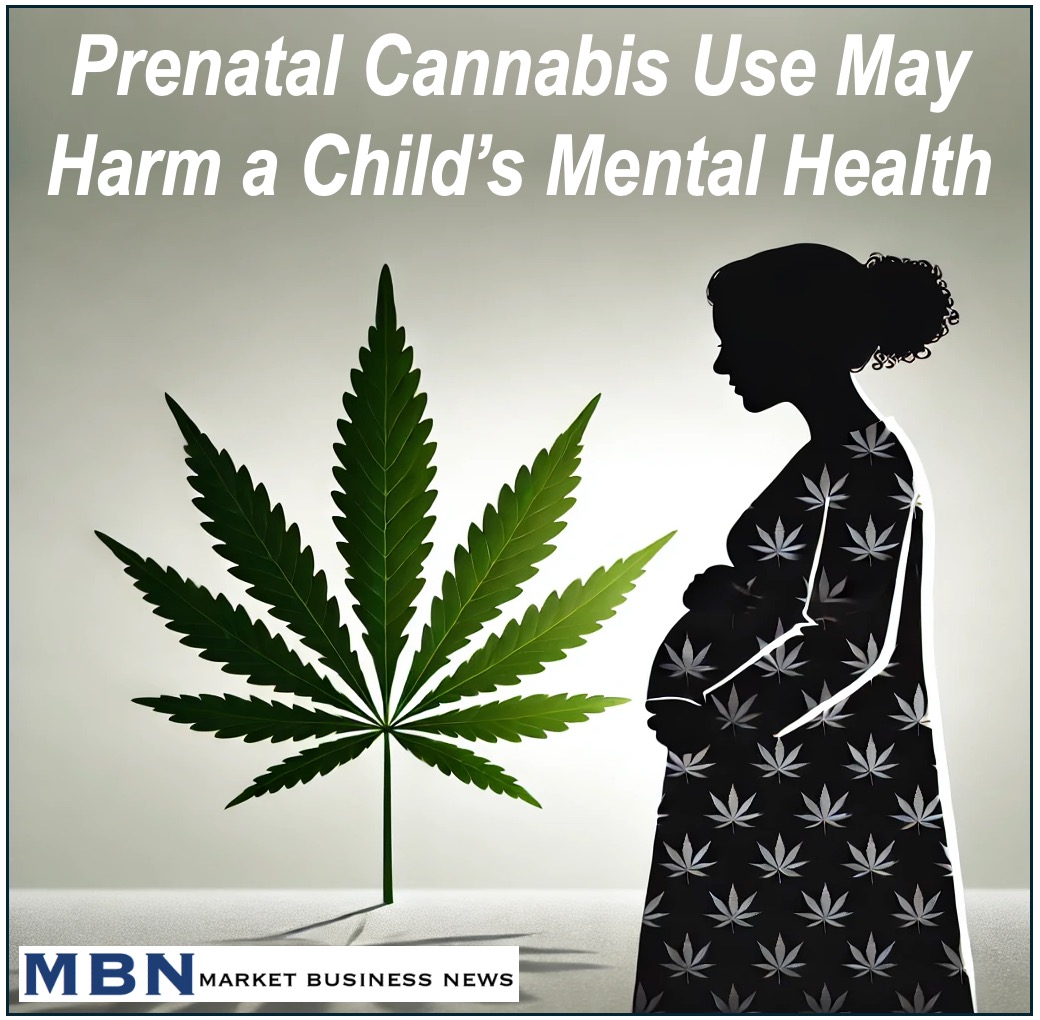 A pregnant woman standing next to a cannabis leaf - for article about cannabis use during pregnancy.