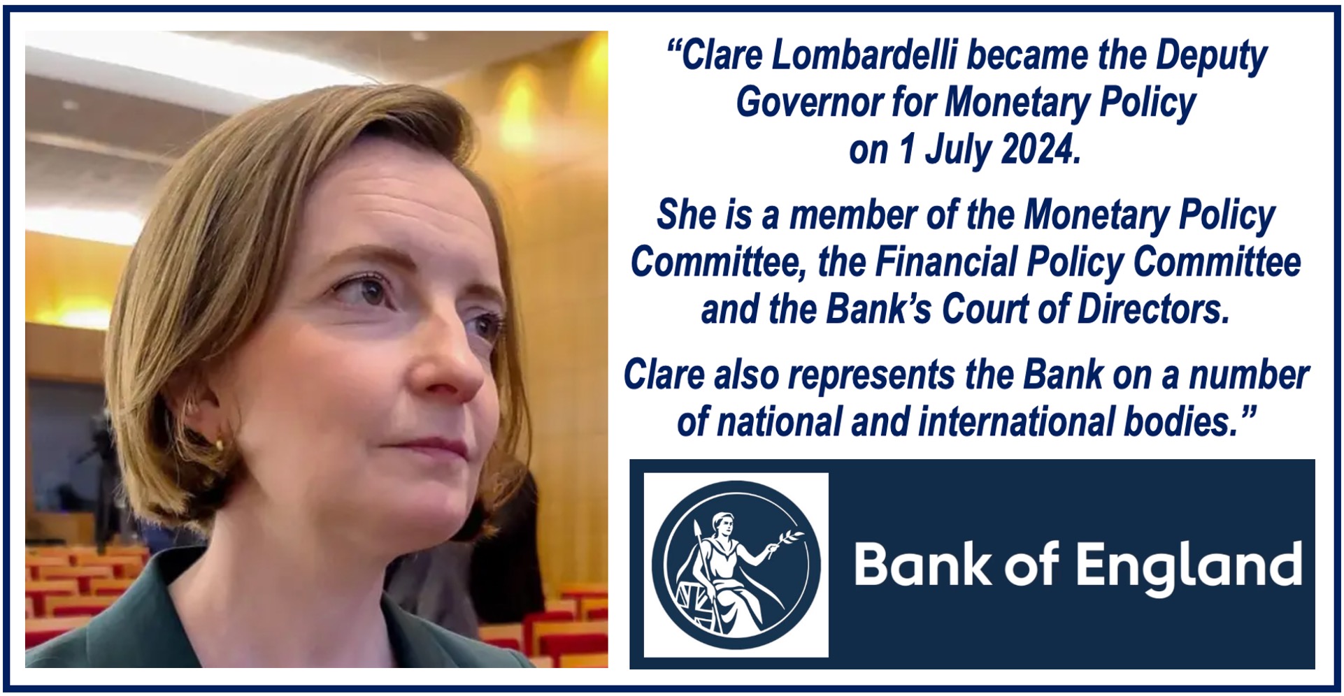 Image and Bio of Clare Lombardelli - BoE info