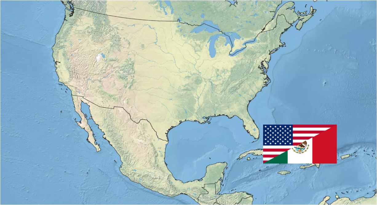 Map and flags of Mexico and the US - thumbnail image