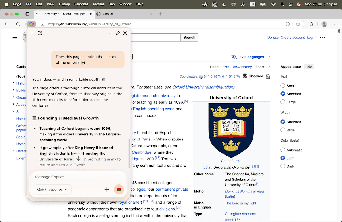 Oxford-Wikipedia-Page-Edge-Copilot-Mode-Chat