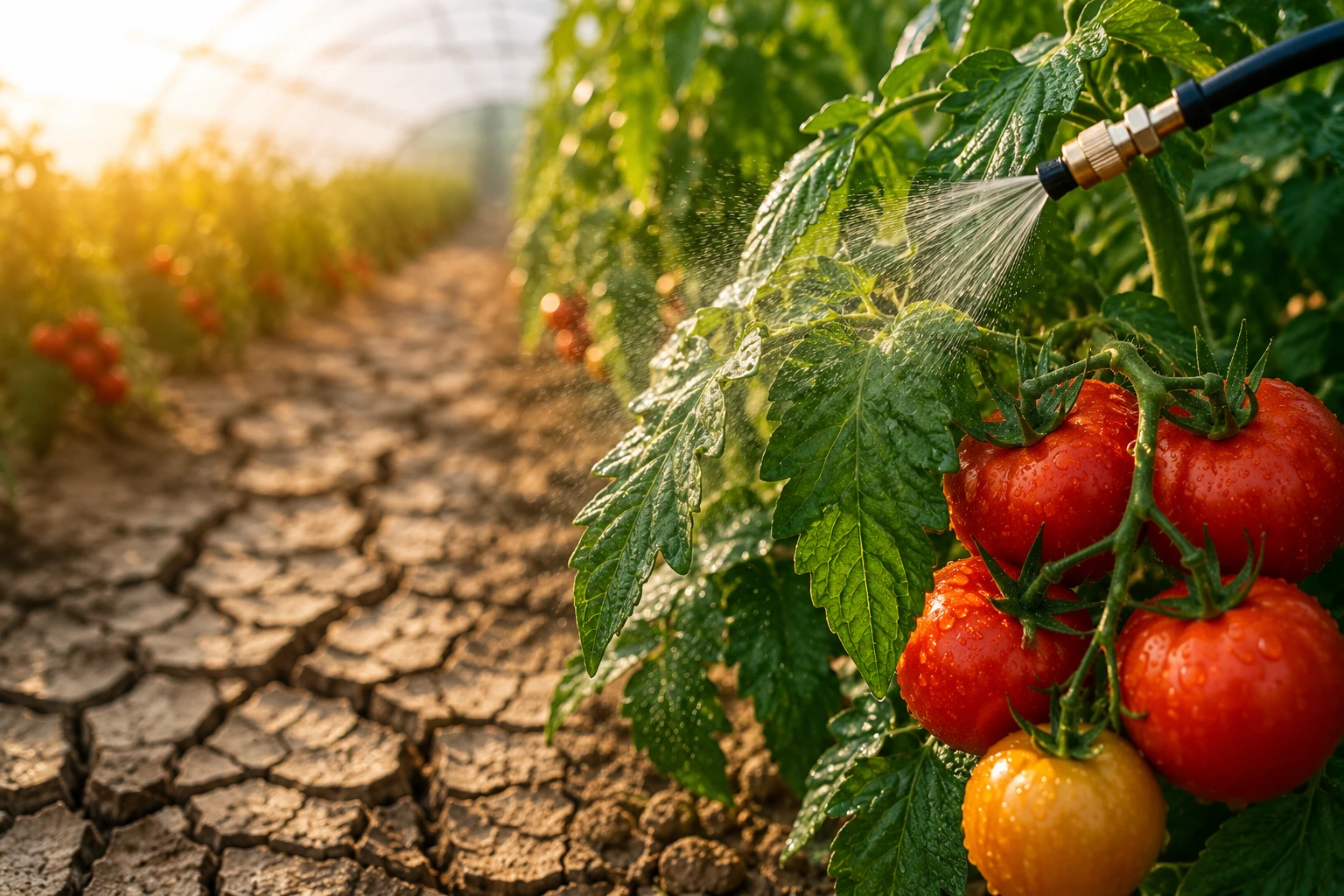 a leaf spray supporting tomato plants under salt stress
