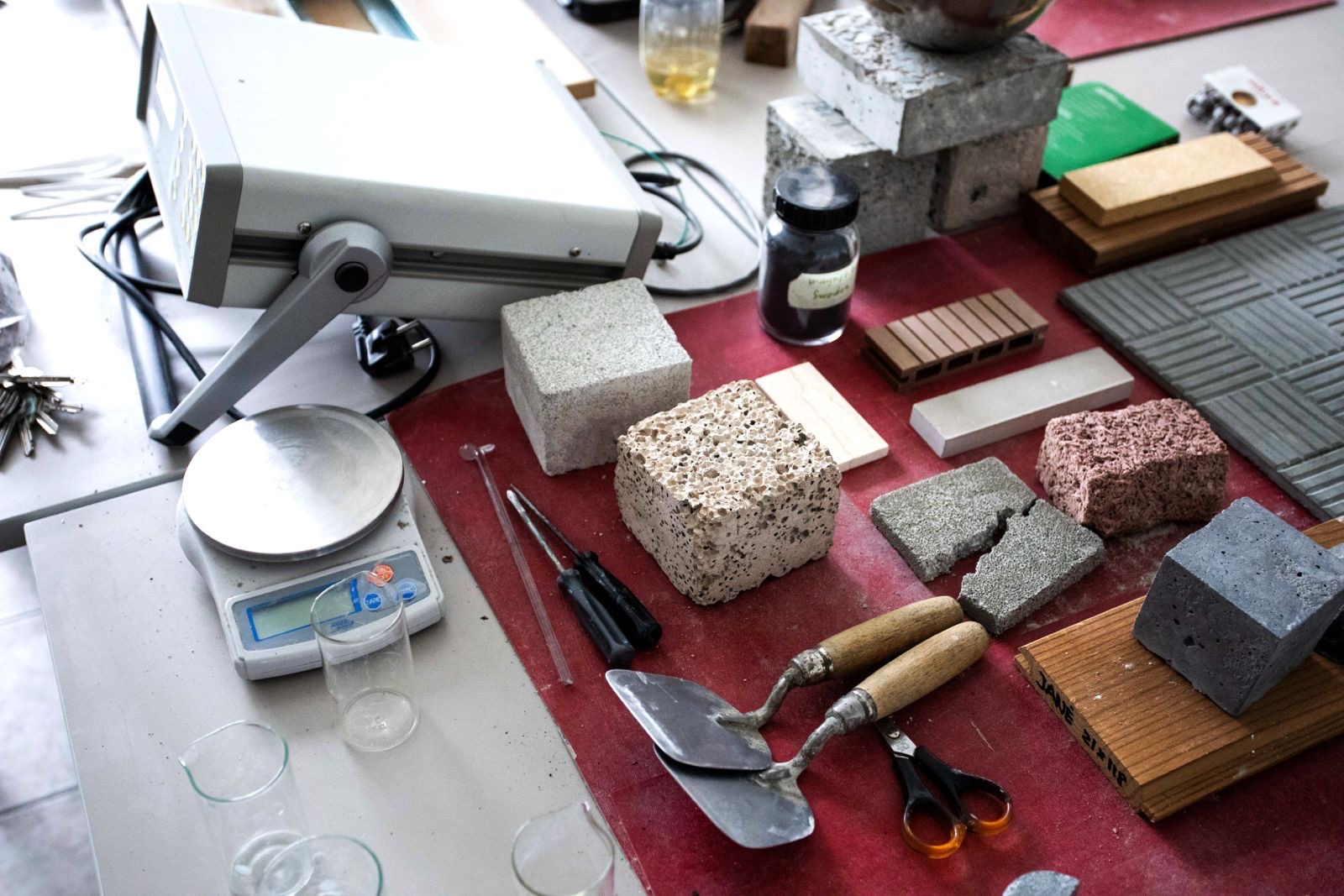 Concrete samples in a lab at the KTU Faculty of Civil Engineering and Architecture